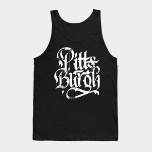 Pittsburgh Map Calligraphy Lettering Fan Art Tank Top